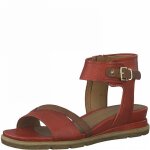 Sandales femme tamaris - mod�le 28218 - 26 - cuir rouge - talon carr� 35 cm