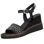 Sandales femmes tamaris - noir - cuir - talons compensés 70mm Sandales femmes tamaris - noir - cuir - talons compensés 70mm