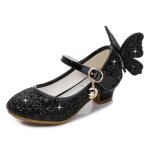 Sandales filles princesse insfity - chaussures paillettes - scratch - noir - basse