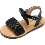 Sandales fille tissées - bininbox - noir - souple et confortable Sandales fille tissées - bininbox - noir - souple et confortable