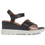 Sandale geox d45g0c - femme - noir - scratch - plateforme moyenne - daim - nubuck