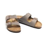 Sandales homme - birkenstock - arizona - couleur taupe - dessus en cuir - boucle de serrage
