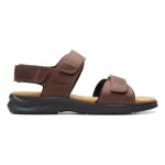Sandales homme - clarks - hapsford creek - cuir marron - scratch - plat