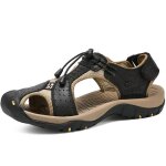 Sandales homme cuir bout ferm - insfity - antidrapante - scratch - noir