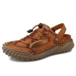Sandales homme cuir microfibre ete chaussures de plage exterieur plates respirante antid�rapant confotable ...