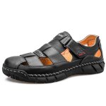 Sandales homme cuir plates ete respirante chaussures plage bout fermé antidérapant confotable Sandales homme cuir plates ete respirante chaussures plage bout fermé antidérapant confotable