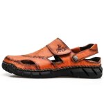 Sandales homme cuir plates insfity - chaussures de plage ete bout ferm antidrapant confotable - marron ...