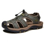 Sandales homme cuir scratch bout fermé randonnée plein air antidérapante - insfity - vert - basse Sandales homme cuir scratch bout fermé randonnée plein air antidérapante - insfity - vert - basse