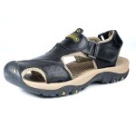 Sandales homme cuir scratch orteil ferm� insfity - noir - randonn�e plein air antid�rapante