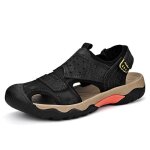 Sandales homme insfity - simili cuir - a�ration - anti - d�rapant - plage - velcro - noir