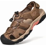 Sandales homme - plage randonne - cuir - souples - marron