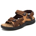 Sandales homme - plage randonne - cuir - souples - marron
