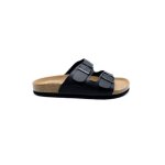 Sandales - kebello - noir - talon plat - hauteur 2 cm - homme