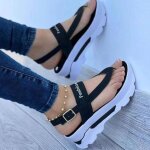 Sandales de luxe  plateforme - femme - noir - talons compenss - plateforme - ouvert