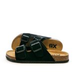 Sandales - xti - cuir noir - boucle de serrage - semelle plate - homme