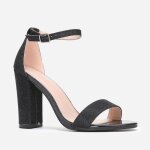 Sandales bi - matires vernies et tissu paillet. modle avec bride  la cheville amovible et ajustable. ...