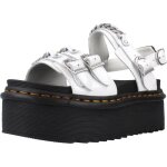 Sandale - nu - pieds femme dr. martens 119647 blanc en cuir verni avec boucle de serrage et talon compens� ...