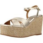 Sandale - nu - pieds unisa 138741 jaune - femme - cuir - compens� 2cm - boucle de serrage