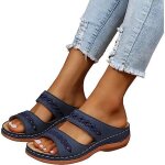 Sandales orthopdiques pour femmes - marque - modle - bleu - cuir - talon compens