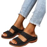 Sandales orthopdiques pour femmes - marque - modle - compens - cuir - noir