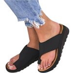 Sandales orthopdiques femme plates - noir - pour hallux valgus et pieds larges