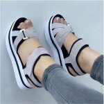 Sandales ouvertes � loffre elles compens�es pour femmes chaussures souples et �l�gantes gris