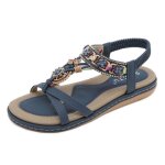 Sandale de plage femme fleurs style boh�me plat confort �t� antid�rapage - bleu - insfity