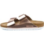 Sandales plates birkenstock arizona cooper femme - birkenstock - cuir - jaune - rose