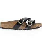 Sandales plates - birkenstock - yao - noir - boucle - semelle en caoutchouc