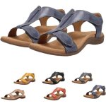 Femmes sandales plates Été bout ouvert solide faux cuir orthopédique chaussures sandales confortables ... Femmes sandales plates Été bout ouvert solide faux cuir orthopédique chaussures sandales confortables ...