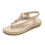 Sandales plates pour femmes funmoon - chaussures  enfiler avec perles blanc