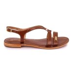 Sandales plates en cuir femme - les tropeziennes par m. belarbi - marron clair - boucle de serrage