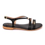 Sandales plates en cuir femme les tropeziennes par m. belarbi - noir - boucle de serrage - talon plat ...