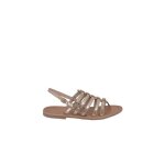 Sandale plate multi brides tropeziennes - hika or - cuir - femme - boucle de serrage