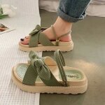 Sandales  plateforme dt pour femmes bowknot chaussures fairy wind roman flats