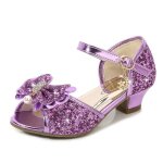Sandales de princesse pour filles - funmoon - violet - talon carr� - boucle de serrage - paillettes color�es ...