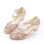 Sandales de princesse fille  talons hauts paillets jaune - insfity - pour latines tango jazz