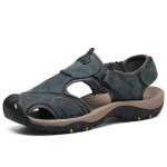 Sandales de randonn�e homme en cuir avec scratch et orteil ferm� - insfity - bleu