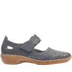 Sandales - rieker - 41399 - 14 - cuir - bleu - talon plat