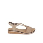 Sandale - rieker - beige - femme - compens� - boucle de serrage 2 cm