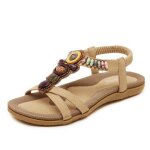 Sandales romaines femme - beige - semelle souple solide - style bohême nationale Sandales romaines femme - beige - semelle souple solide - style bohême nationale