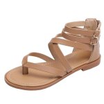 Sandales romaines femme en cuir beige - lanxi Sandales romaines femme en cuir beige - lanxi
