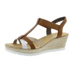 Sandale salom rieker 61995 - femme - marron - talon compens 5cm - anti - stress
