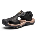 Sandales de sport randonn�e homme - bininbox - bout ferm� - semelle antid�rapante - cuir noir