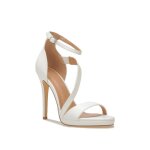 Sandales - la modeuse - talon aiguille - bride cheville et cou - de - pied - blanc