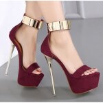 Sandales  talons - ecelen - rouge - cuir - 16 cm de hauteur de talon