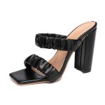 Sandales � talons hauts pour femme - funmoon - noir - plateau - bout carr�