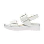 Sandales - tamaris - comfort - cuir - blanc / argent - talon compens