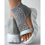 Sandales tresses  semelles compenses gomtriques chaussures dt plates en maille ajoures  plateforme ...