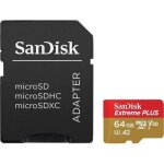 Carte m�moire micro sd - sandisk - extreme plus - 64 go - vitesse de lecture 200 mo / s - v30